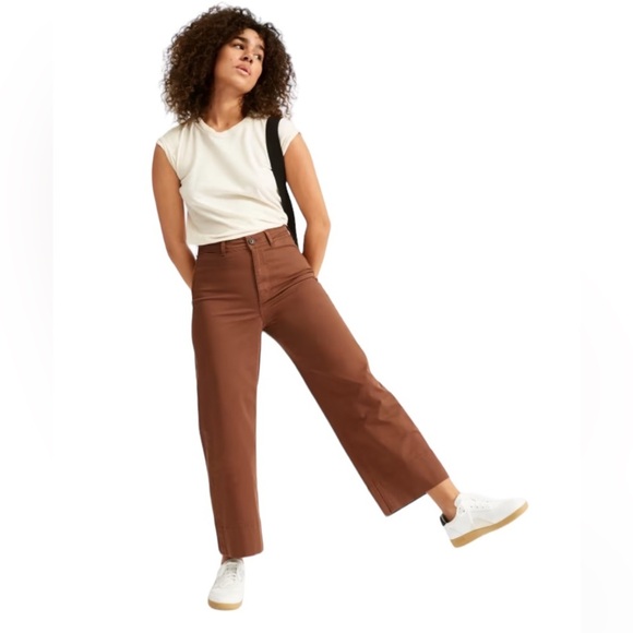 Everlane Pants - Everlane The Lightweight Wide-Leg Crop Chino High Rise Size 10